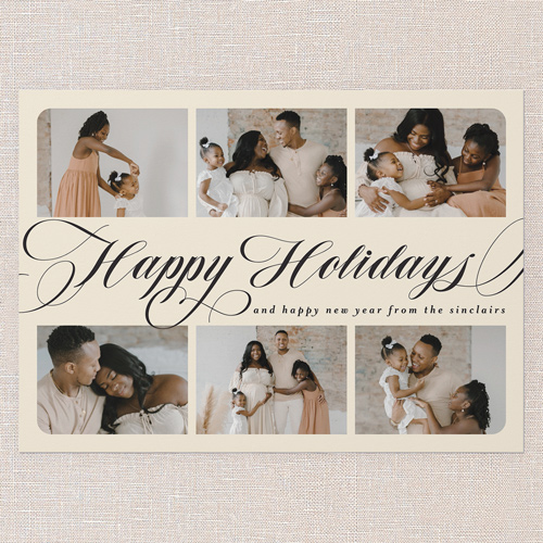 Flourished Sentiment Holiday Card, Beige, none, 5x7 Flat, Holiday, Matte, Signature Smooth Cardstock, Square, Cream