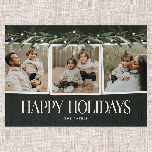 Beaming Laurel Holiday Card, Black, none, 5x7 Flat, Holiday, Matte, Signature Smooth Cardstock, Square, Black