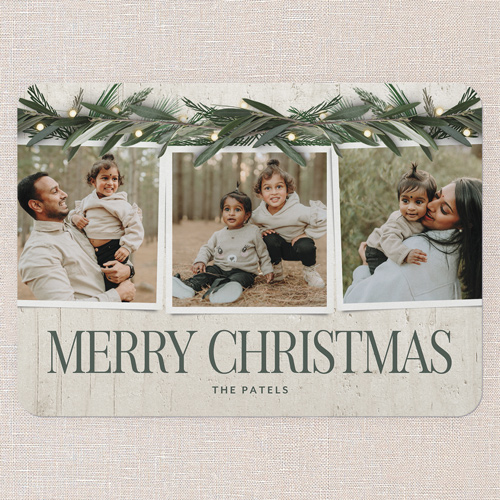 Beaming Laurel Holiday Card, White, none, 5x7 Flat, Christmas, Standard Smooth Cardstock, Rounded, White