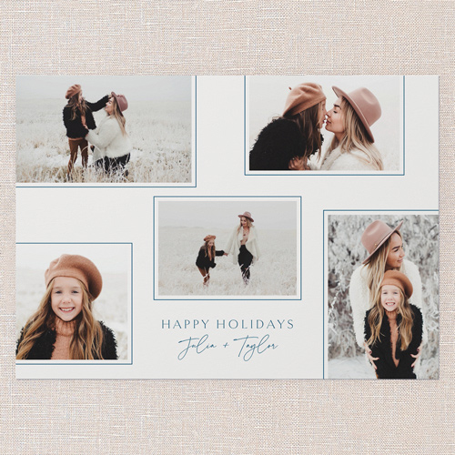 Finely Framed Holiday Card, Blue, none, 5x7 Flat, Holiday, Luxe Double-Thick Cardstock, Square, Feather