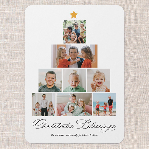 Memory Tree Holiday Card, none, White, 5x7 Flat, Religious, Pearl Shimmer Cardstock, Rounded, White