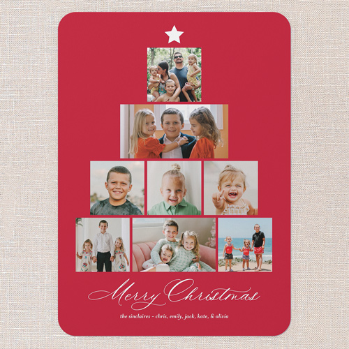 Memory Tree Holiday Card, Red, none, 5x7 Flat, Christmas, Pearl Shimmer Cardstock, Rounded, Red