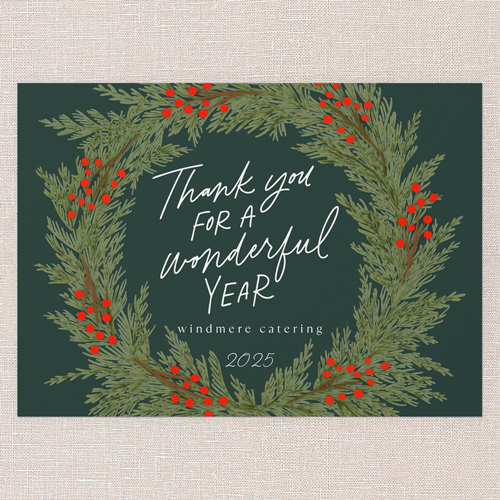 Perfect Wreath Holiday Card, Green, 5x7 Flat, Holiday, Standard Smooth Cardstock, Square, Pine Grove