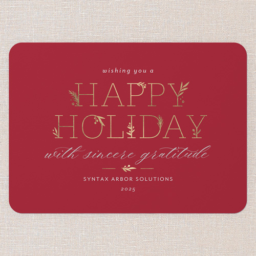 Embracing Elegant Holiday Card, Red, 5x7 Flat, Holiday, Matte, Signature Smooth Cardstock, Rounded, Winterberry