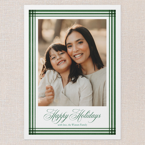 Classy Outline Holiday Card, Green, 5x7 Flat, Holiday, Standard Smooth Cardstock, Square, Tree