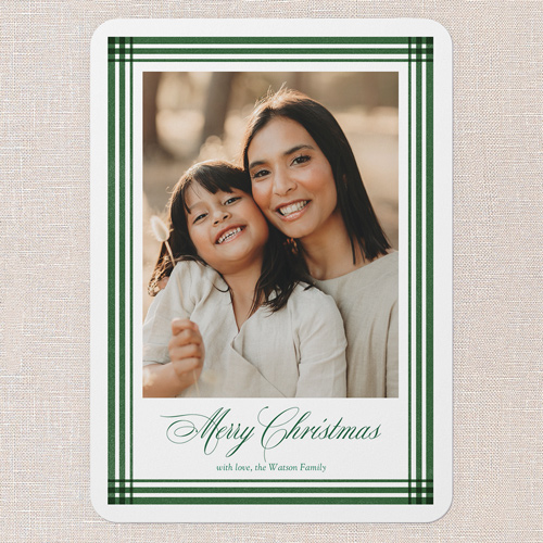 Classy Outline Holiday Card, Green, 5x7 Flat, Christmas, Matte, Signature Smooth Cardstock, Rounded, Tree