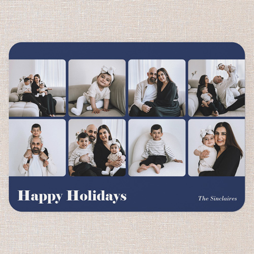 Minimalist Grid Holiday Card, Blue, 5x7 Flat, Holiday, Standard Smooth Cardstock, Rounded, Neptune
