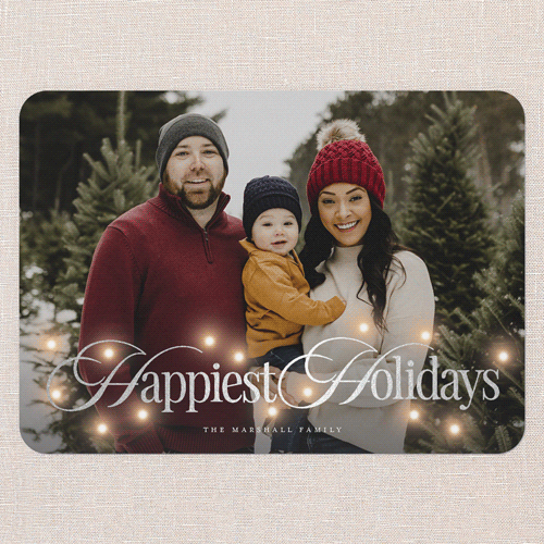 Timeless Lights Holiday Card, White, Silver Foil, 5x7 Flat, Holiday, Matte, Signature Smooth Cardstock, Rounded, White