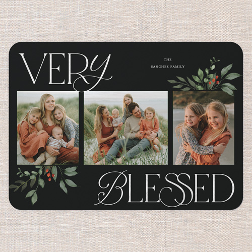 Hint Of Green Holiday Card, none, Black, 5x7 Flat, Religious, Matte, Signature Smooth Cardstock, Rounded, Rich Black