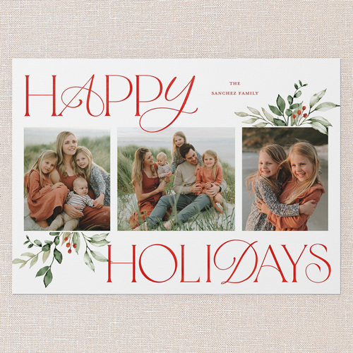 Hint Of Green Holiday Card, none, White, 5x7 Flat, Holiday, Standard Smooth Cardstock, Square, White