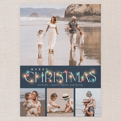 Rustic Bulbs Holiday Card, Blue, 5x7 Flat, Christmas, Pearl Shimmer Cardstock, Square, Neptune