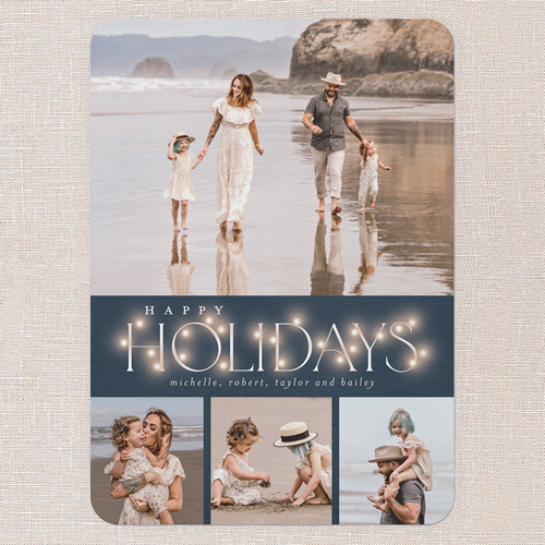 Rustic Bulbs Holiday Card, Blue, 5x7 Flat, Holiday, Standard Smooth Cardstock, Rounded, Navy