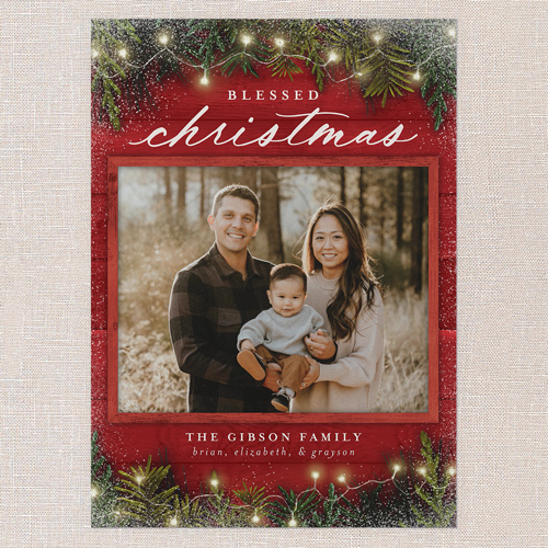 Earnest Evergreen Holiday Card, Red, none, 5x7 Flat, Religious, Standard Smooth Cardstock, Square, Radish