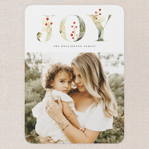 Botanic Joy Holiday Card, White, 5x7 Flat, Holiday, Standard Smooth Cardstock, Rounded, White
