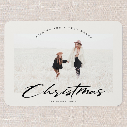 Smooth Signature Holiday Card, White, 5x7 Flat, Christmas, Standard Smooth Cardstock, Rounded, Almond