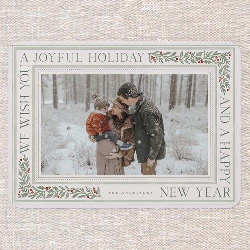 Framed Tidings Holiday Card, Grey, 5x7 Flat, Holiday, Matte, Signature Smooth Cardstock, Rounded, Whisper Gray