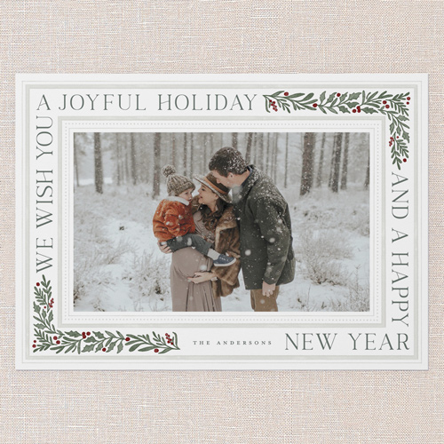 Framed Tidings Holiday Card, White, 5x7 Flat, Holiday, 100% Recycled Cardstock , Square, White
