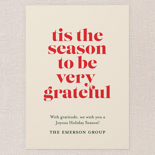 Grateful Season Holiday Card, Beige, 5x7 Flat, Holiday, Pearl Shimmer Cardstock, Square, Cream