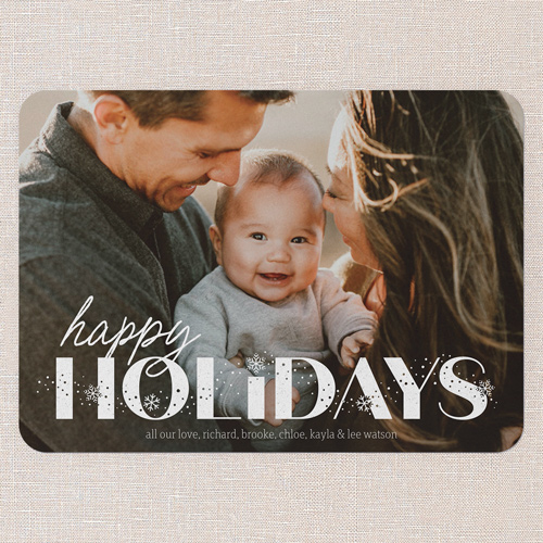 Snowflake Overlay Holiday Card, White, 5x7 Flat, Holiday, Standard Smooth Cardstock, Rounded, White