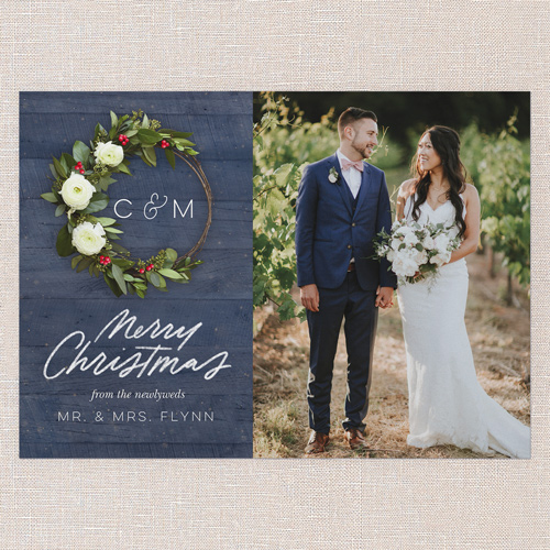 Wreath Union Holiday Card, Blue, 5x7 Flat, Christmas, Standard Smooth Cardstock, Square, Nautical