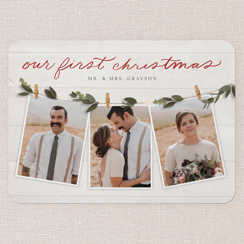 First Year Bliss Holiday Card, White, 5x7 Flat, Christmas, 100% Recycled Cardstock , Rounded, White