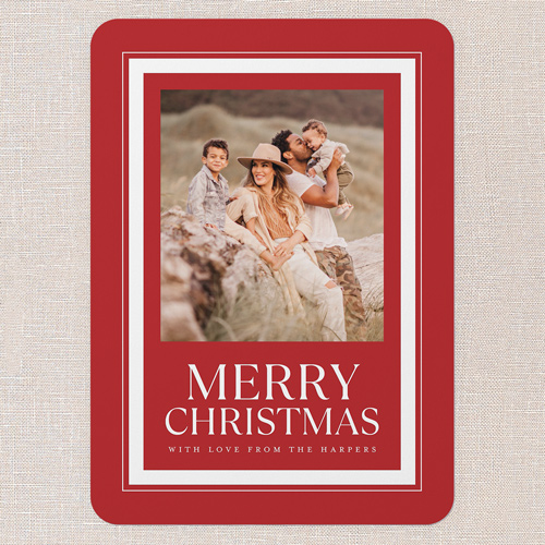Classic Wishes Holiday Card, Red, 5x7 Flat, Christmas, 100% Recycled Cardstock , Rounded, Apple