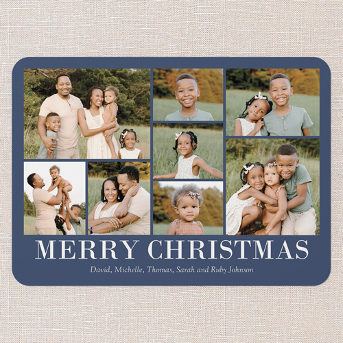 Blue Border Gallery Holiday Card, Blue, 5x7 Flat, Christmas, Standard Smooth Cardstock, Rounded, Blue