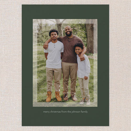 Calm Border Holiday Card, Green, 5x7 Flat, Christmas, 100% Recycled Cardstock , Square, Pine