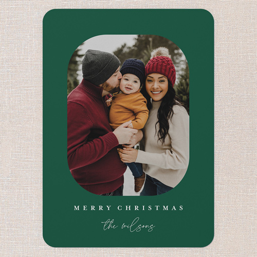 Timeless Frame Holiday Card, Green, 5x7 Flat, Christmas, 100% Recycled Cardstock , Rounded, Tree
