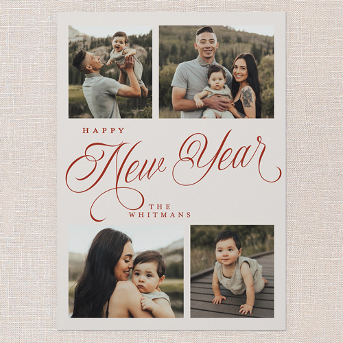 Modern Year Holiday Card, Red, 5x7 Flat, New Year, 100% Recycled Cardstock , Square, Red