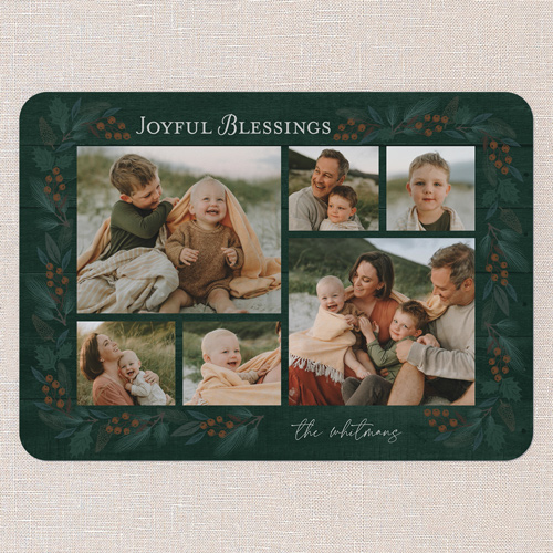 Forest Gathering Holiday Card, Green, 5x7 Flat, Religious, Pearl Shimmer Cardstock, Rounded, Tree