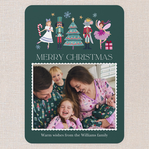 Little Sleepies Nutcracker Ballet Holiday Card, Green, 5x7 Flat, Christmas, Matte, Signature Smooth Cardstock, Rounded, Green