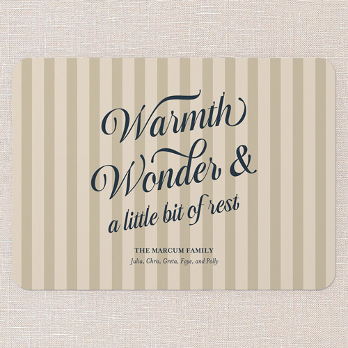 Giftwrapped Holiday Card, Beige, 5x7 Flat, Holiday, Pearl Shimmer Cardstock, Rounded, Cream