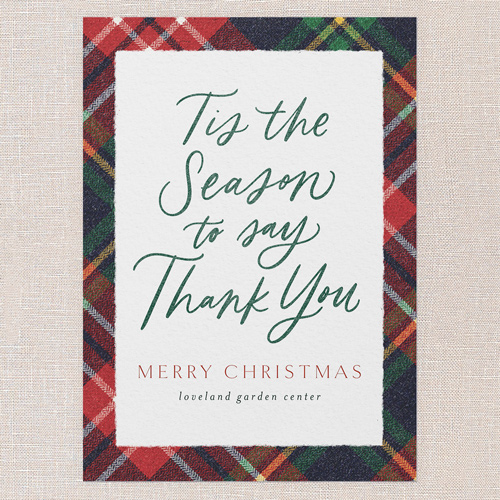 Plaid Gratitude Holiday Card, Red, 5x7 Flat, Christmas, Matte, Signature Smooth Cardstock, Square, Cinnamon