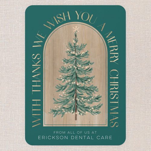Arched Gratitude Holiday Card, Green, 5x7 Flat, Christmas, 100% Recycled Cardstock , Rounded, Tropical
