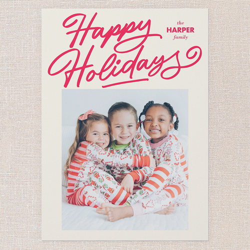 Joyful Wishes Holiday Card, Beige, 5x7 Flat, Holiday, Pearl Shimmer Cardstock, Square, Cream