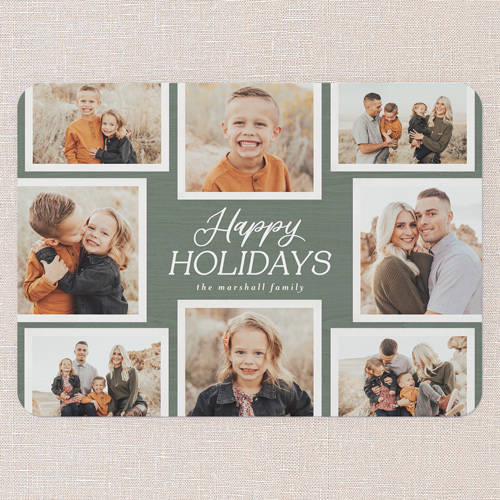 Timeless Collage Holiday Card, Green, 5x7 Flat, Holiday, Matte, Signature Smooth Cardstock, Rounded, Green