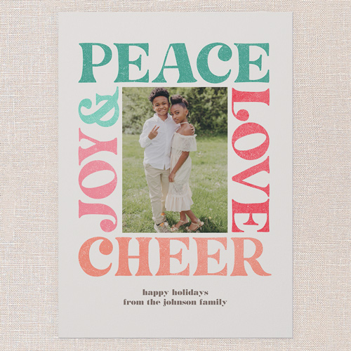 Cheerful Words Holiday Card, Pink, 5x7 Flat, Holiday, Standard Smooth Cardstock, Square, Flamingo