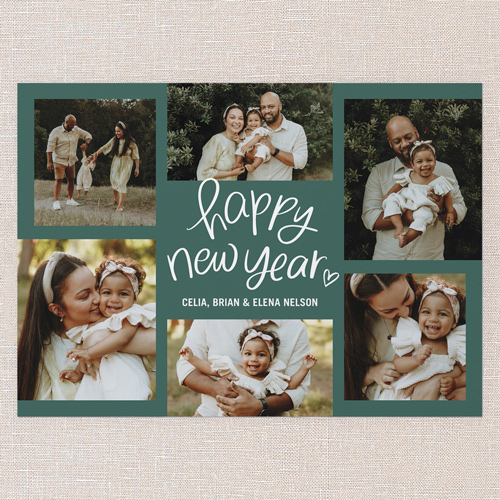 Whimsy Year Holiday Card, Green, 5x7 Flat, New Year, 100% Recycled Cardstock , Square, Evergreen