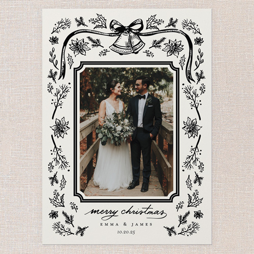 Ornate Bells Holiday Card, Black, 5x7 Flat, Christmas, 100% Recycled Cardstock , Square, Black