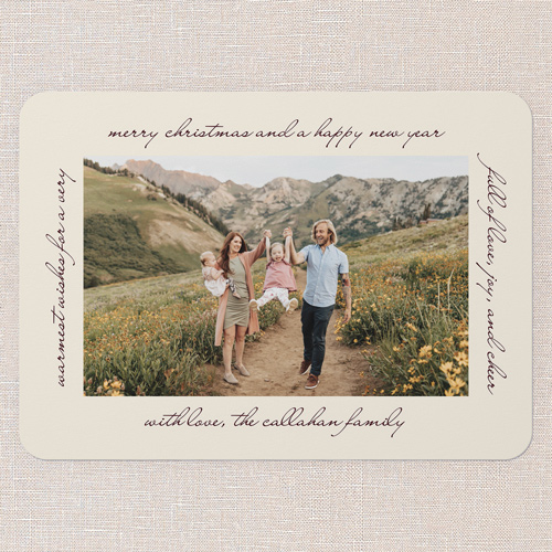 Sincere Greetings Holiday Card, Beige, 5x7 Flat, Christmas, Pearl Shimmer Cardstock, Rounded, Cream