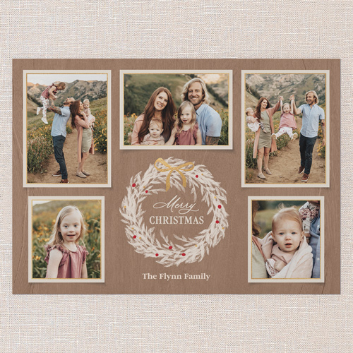 Wreath Gathering Holiday Card, Beige, 5x7 Flat, Christmas, Matte, Signature Smooth Cardstock, Square, Latte