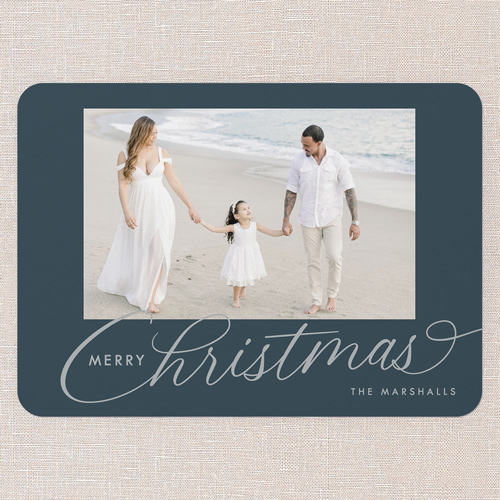Classic Scripted Holiday Card, Grey, 5x7 Flat, Christmas, Matte, Signature Smooth Cardstock, Rounded, Thunder