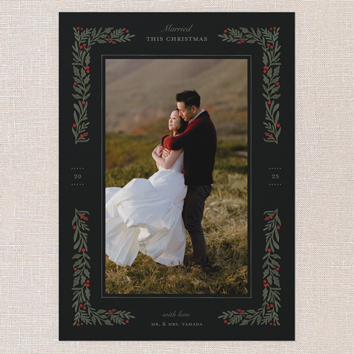 Holly Union Holiday Card, Black, 5x7 Flat, Christmas, Matte, Signature Smooth Cardstock, Square, Rich Black