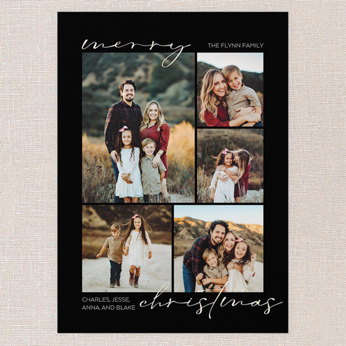 Serene Border Holiday Card, Black, 5x7 Flat, Christmas, Pearl Shimmer Cardstock, Square, Black