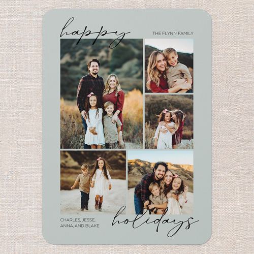 Serene Border Holiday Card, Grey, 5x7 Flat, Holiday, Pearl Shimmer Cardstock, Rounded, Thunder