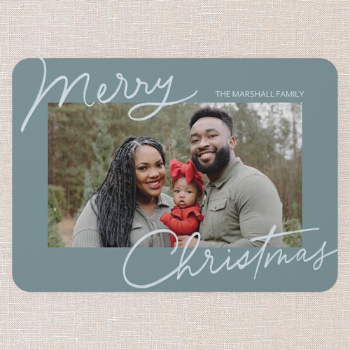 Signature Joy Holiday Card, Blue, 5x7 Flat, Christmas, Standard Smooth Cardstock, Rounded, Blue