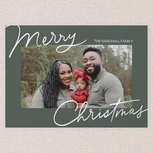 Signature Joy Holiday Card, Green, 5x7 Flat, Christmas, Matte, Signature Smooth Cardstock, Square, Green