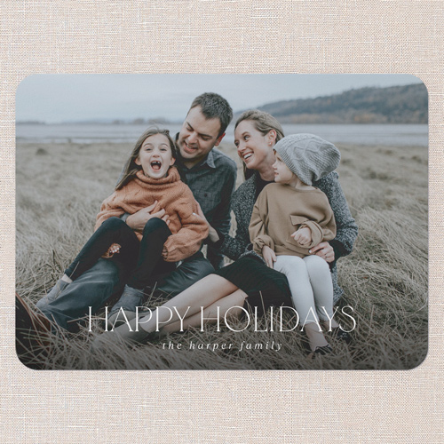 Refined Minimal Holiday Card, White, 5x7 Flat, Holiday, Pearl Shimmer Cardstock, Rounded, White