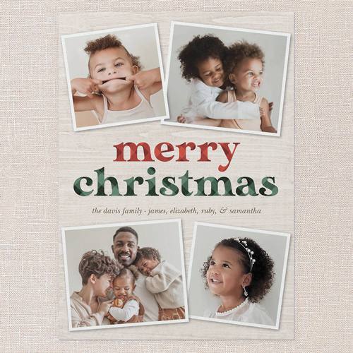 Woodland Collage Holiday Card, Grey, 5x7 Flat, Christmas, Pearl Shimmer Cardstock, Square, Whisper Gray